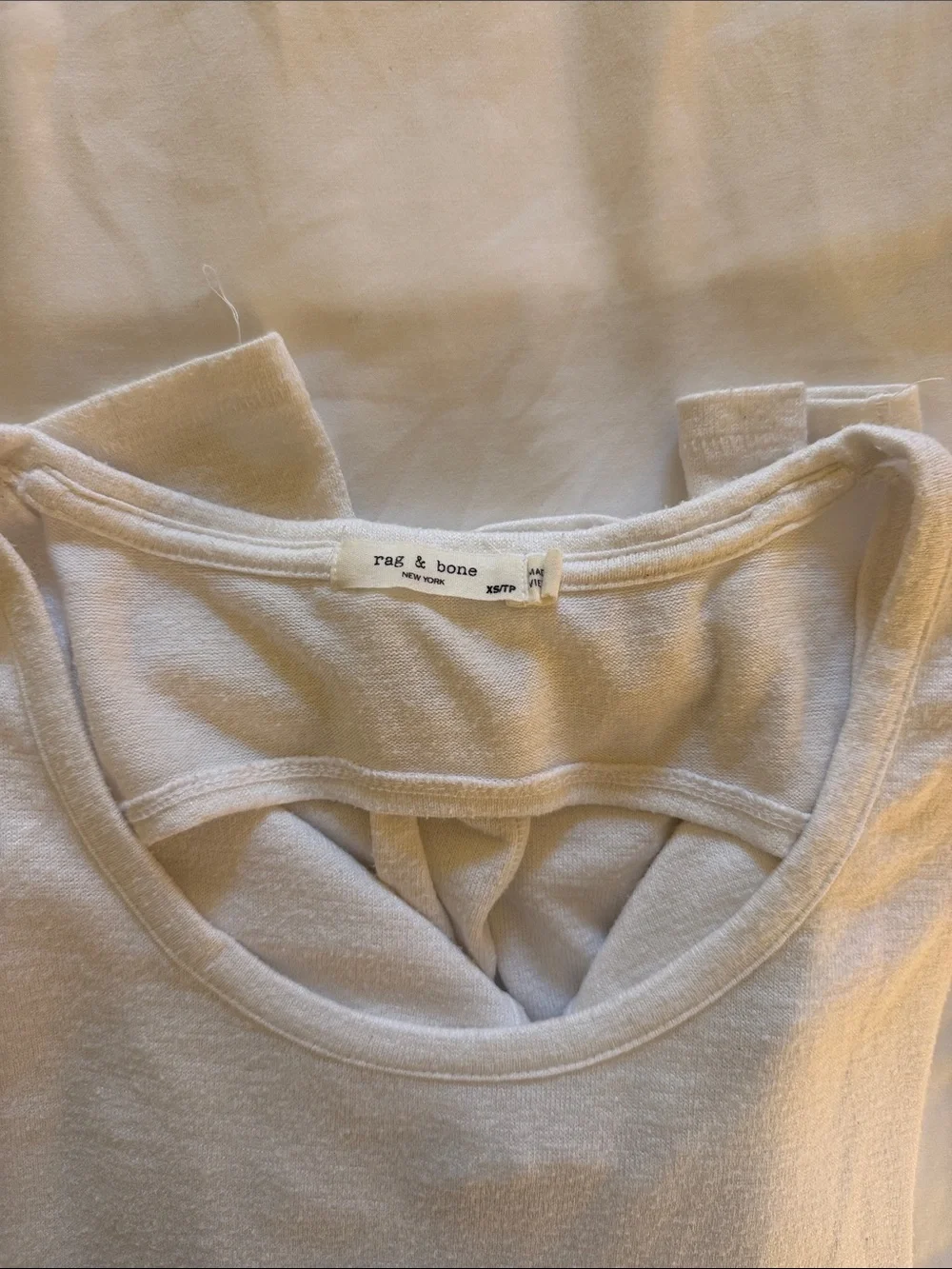 rag & bone Light Cream Long-Sleeve Scoop Neck Top
